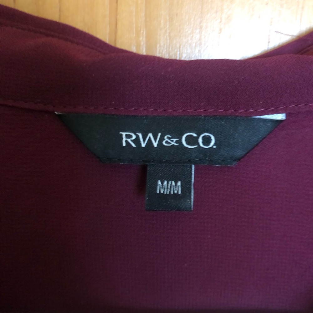 RW&CO Ruffle Burgundy Blouse - Picture 3 of 7